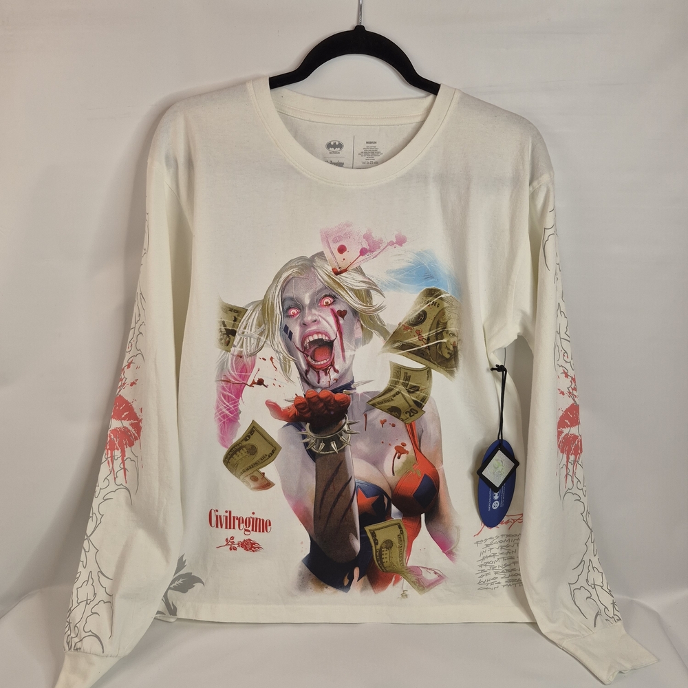 Harley Quinn DC comic White Graphic Long-Sleeve Shirt - Horror Character Print